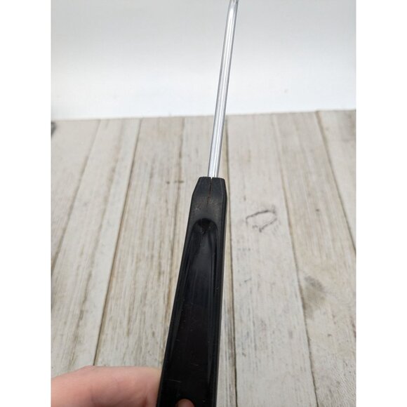 Vintage Ames 11" Slotted Serving Spoon #3 Black Handle Chrome Plated - Picture 8 of 10